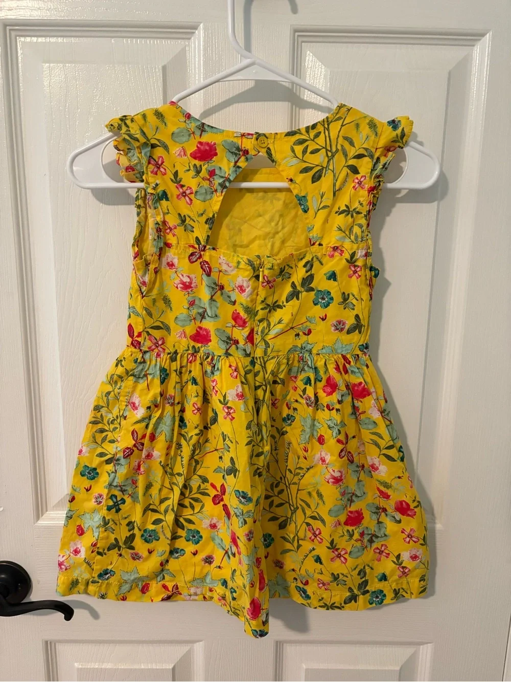 GAP Yellow Floral Ruffle-Sleeve Dress